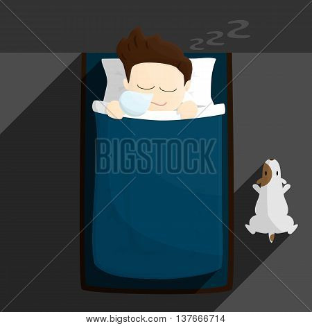 bed sleep time salary man cartoon lifestyle illustration. cartoon salary man lifestyle in different emotions and activities.