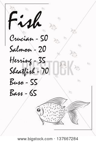 Booklet sales of fish for shops. It can be used as a menu of fish dishes in the cafe