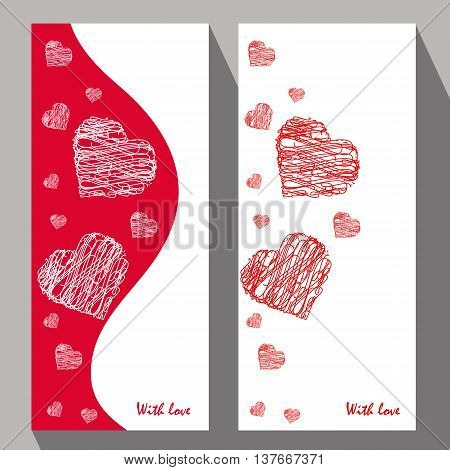 Greeting cards with abstract hearts in ethnic style for declarations of love a gift for a loved one or a donation for the holiday or other