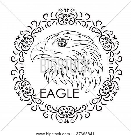 Beautiful sticker with the image of an eagle. Can be used for advertising as a product name a logo or other