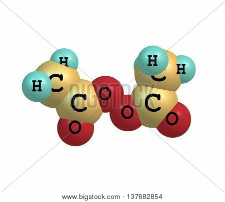 Diacetyl peroxide is an organic peroxide that is a crystalline sand-like solid with a sharp odor. 3d illustration