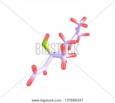 Linalool is a naturally occurring terpene alcohol chemical found in many flowers and spice plants with many commercial applications. 3d illustration