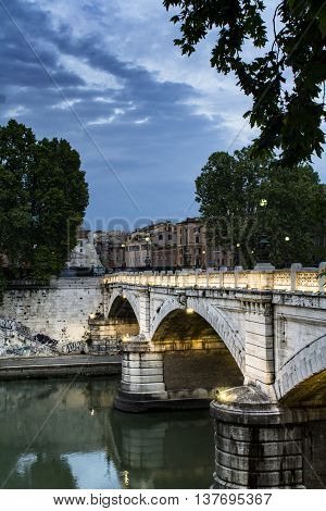 Bridge panoramic in capital Rome ( Italy)