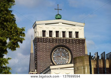 Church And Tower In Vinohrady Part Of Prague In Summer Day