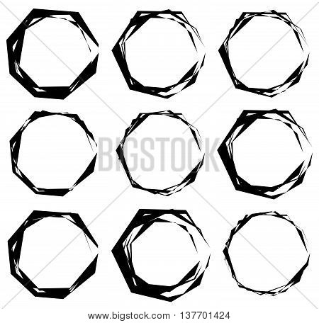 Geometric Frames. Set Of Edgy Geometric Circular Frames.