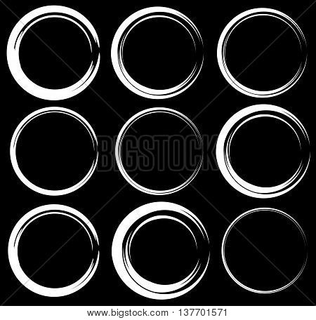 Sketchy Circles With Hand-drawn Effect. Set 9 Grungy Circles