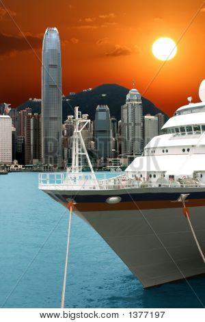 O porto de Hong Kong 