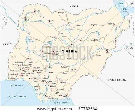 vector road map of Federal Republic of Nigeria