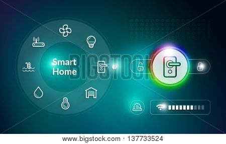 Smart home control system concept with door lock control setting