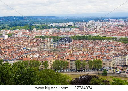 Lyon, France - aerial view of the city skyline