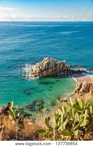 Idyllic Meditteranean beach near Calella at the Costa Brava Spain.