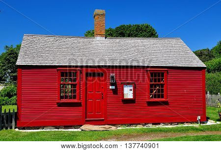 Middletown Rhode Island - July 16 2015: 1715 Hicks House orignally the Bristol ferryman's home at Prescott Farm historic site *