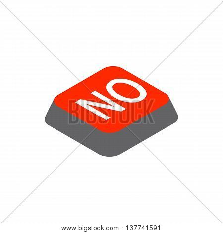 Click no button icon in isometric 3d style isolated on white background. Choise symbol