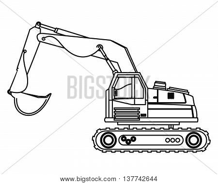 flat design backhoe machine icon vector illustration