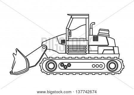 flat design backhoe machine icon vector illustration