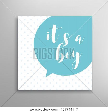 Its a boy lettering. Baby shower vector invitation
