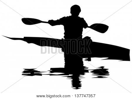 Athletes whit kayak on white background