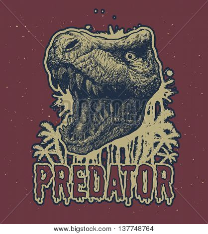 Trex Dinosaur Vector hand drawn background.