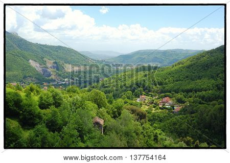 Pellezzano, Salerno Landscape of the little village of Coperchia from di Decimari Mountain  Campania, Italy May 2016