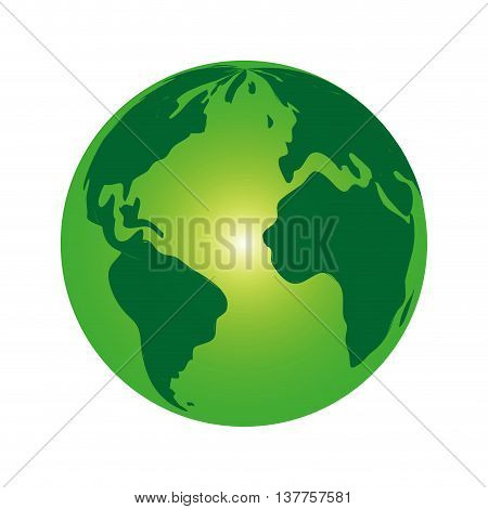 World planet map green isolated vector illustration