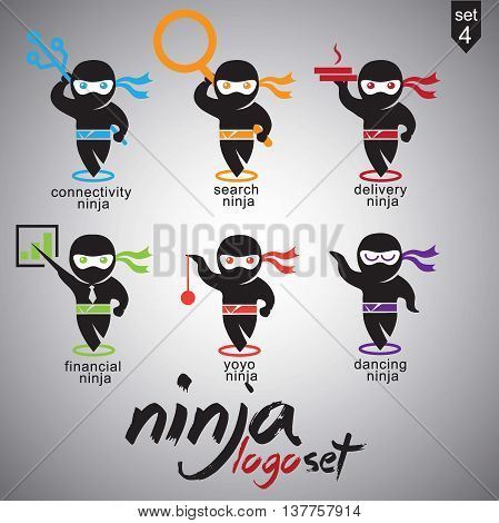 ninja logo concept designed in a simple way so it can be use for multiple proposes like logo ,marks ,symbols or icons.