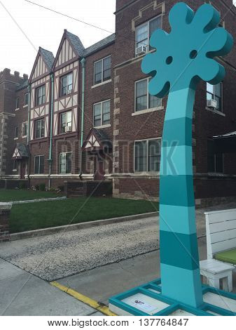 STAMFORD, CT - JUN 22: Downtown Expressions in Stamford Downtown in Connecticut, as seen on Jun 22, 2016. This exhibition was part of the annual Art in Public Places sculptures lining the sidewalks and parks in Stamford in 2016.