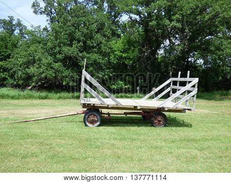 An old loose hay hayrack often used with a sling and block and tackle.
