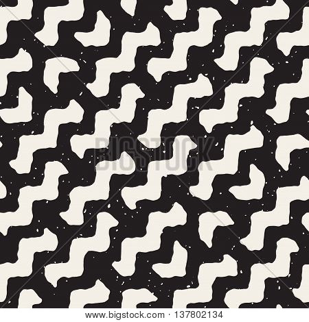 Vector Seamless Wavy Diagonal Lines Pattern. Abstract Geometric Background Design