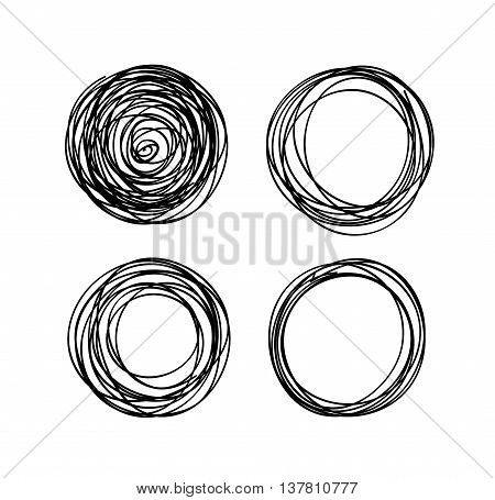 Vector hand-drawn scribble circles abstract doodle set for your design