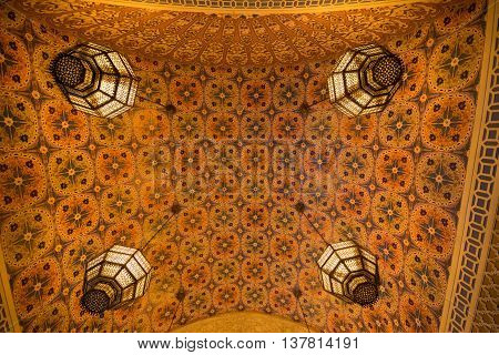 DUBAI UAE-FEBRUARY 01: Interior of Ibn Battuta Mall store on February 01 2016. Each salesroom is decorated in the style of different country.