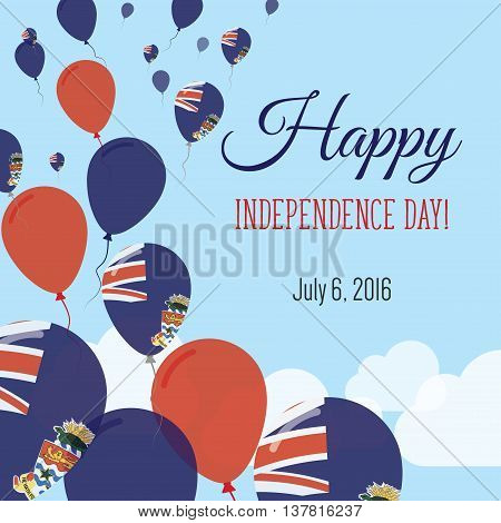 Independence Day Flat Greeting Card. Cayman Islands Independence Day. Caymanian Flag Balloons Patrio