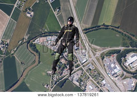 Fun jump skydiving from 12000 ft in Norway