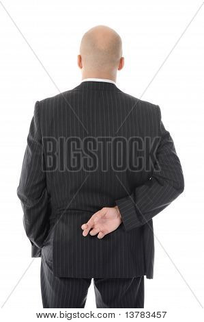 用交叉手指在后面的商人