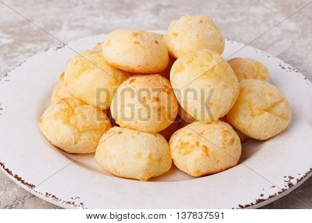 Brazilian Snack Cheese Bread (pao De Queijo) On Plate