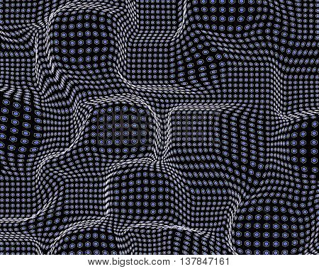 3d rendering. Abstract low poly background. Volumetric composition with Halftone-Effect. The futuristic curved space of polygons.