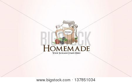 homemade marmelade fruit jam logo graphic illustration