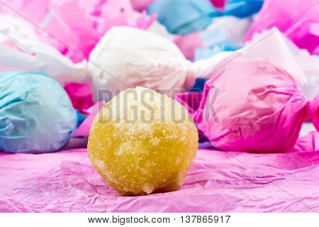 Gueffus or Sospiri: soft pralines of almond paste typical sweets of Sardinia Italy