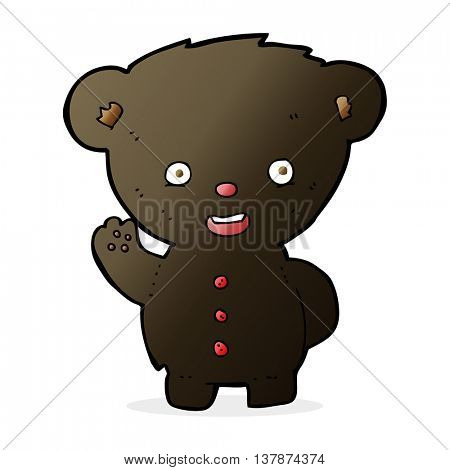 cartooon waving black bear cub