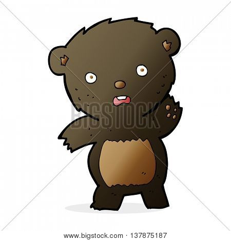cartooon waving black bear cub