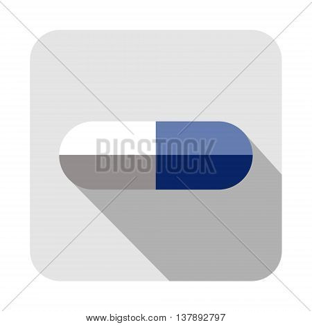 Vector square icon of pill isolated on the white background