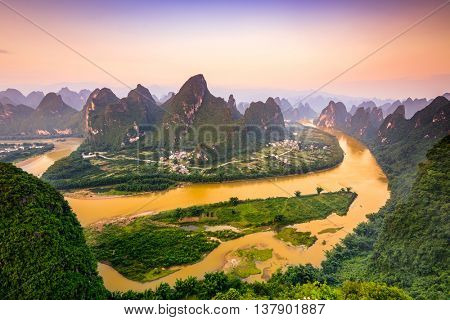 Karst Mountains of Xingping, Guilin, China.