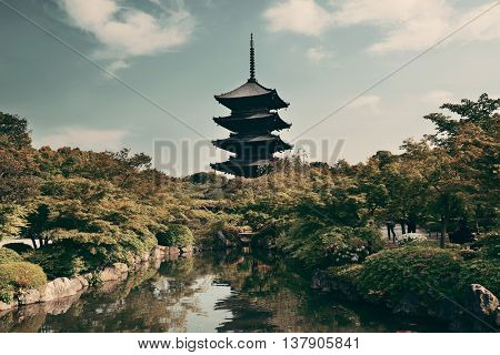 Toji Temple with historical building and garden in Kyoto, Japan.