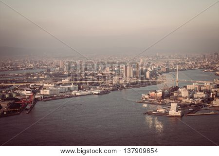 OSAKA, JAPAN - November  30, 2015 : Osaka city view from Umeda sky building, Osaka. View from the top.