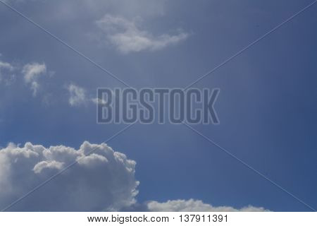 Blue sky with cloud. Meteorology. Synoptics. Good weather. Changes in the weather. Cloud Front.