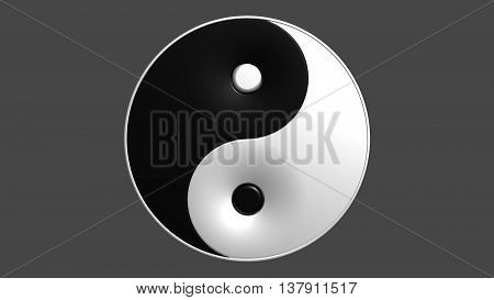 cgi yin and yang on grey background