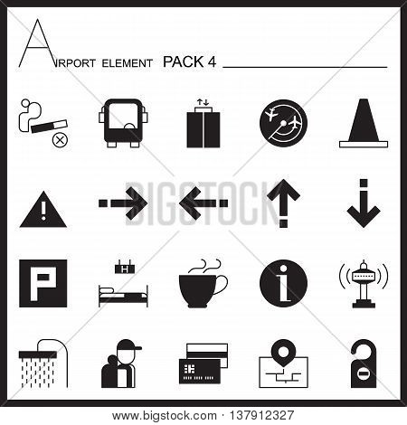 Airport Element Line Icon Set 4.Mono pack.Graphic vector logo set.Pictogram design.