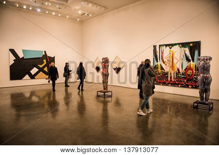 NEW YORK CITY - FEBRUARY 27: Exebithion of modern art painting and sculptures in Chelsea district in Manhattan New York City