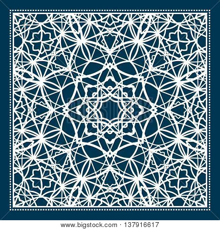 Blue scarf design with geometric pattern. Vector illustration