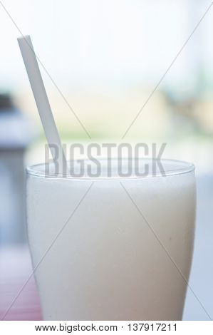 A Glass Cocktail Of Coconut Ice Smoothie.