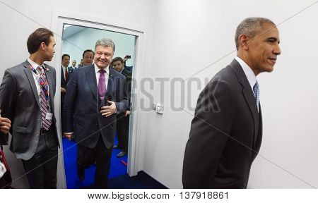 President Of Ukraine Petro Poroshenko And Us President Barack Obama